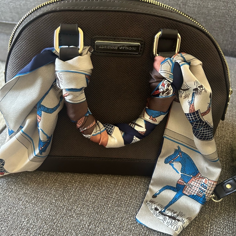 Adrienne Vittadini Dark Brown Tote with Country Western Scarf